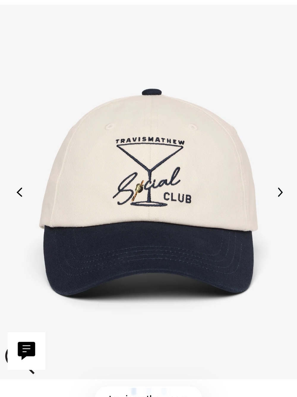 Travis Mathew Cream and Navy Socal Social Adjustable Cap